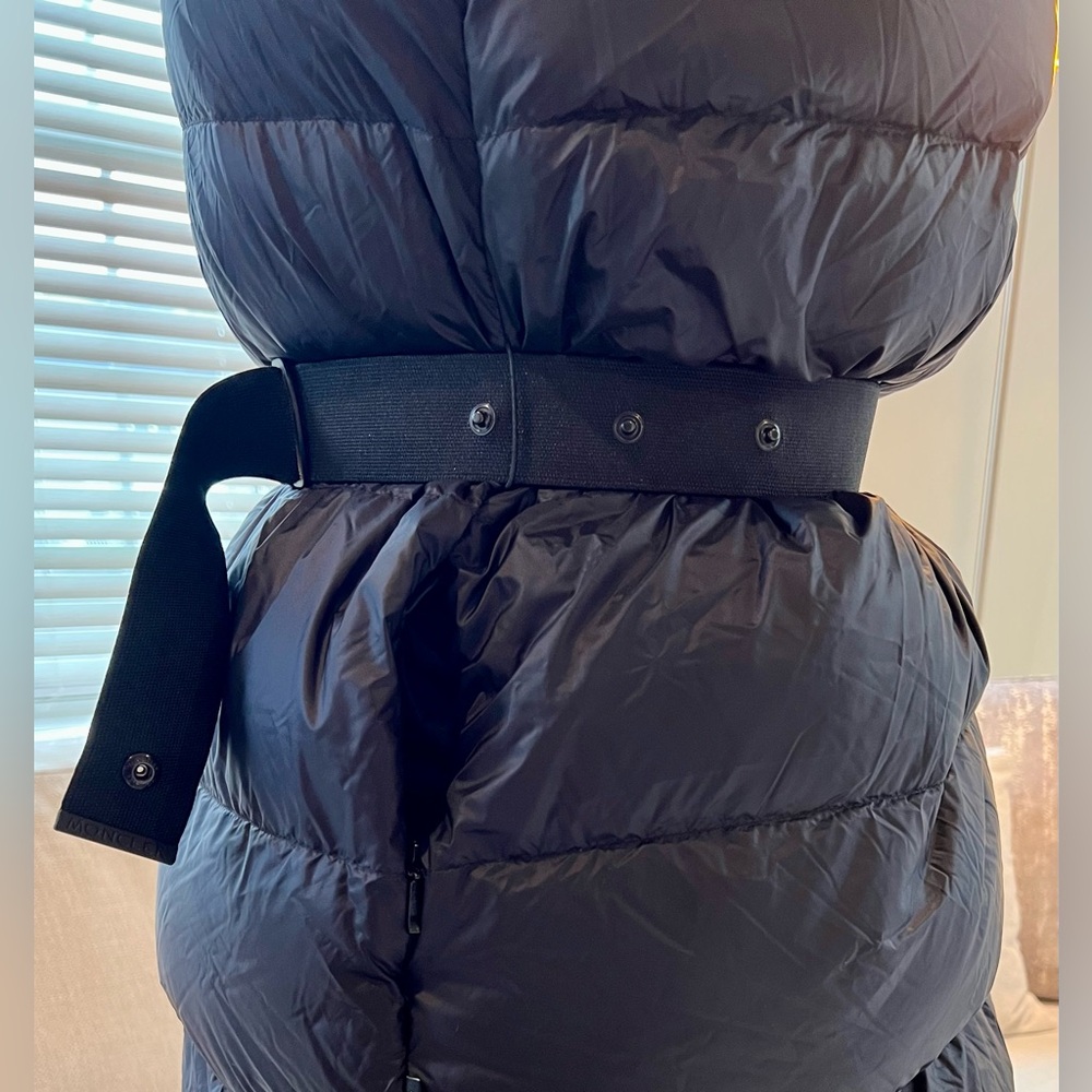 NWT Moncler Black Puffer GLYKERIA Vest with Hood Pockets Belt Size 1 Small - Picture 3 of 14